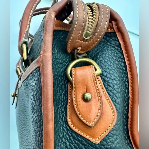 Dooney & Bourke All Weather Leather Black and Brown Leather Satchel Handbag - Picture 4 of 12